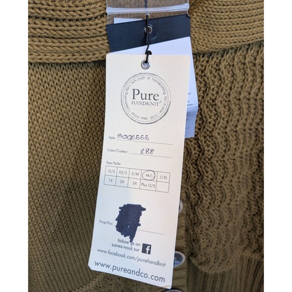 Pure Handknit Cardigan Sweater Patchwork Cotton Stretch Button Front Size M/L - Picture 15 of 15